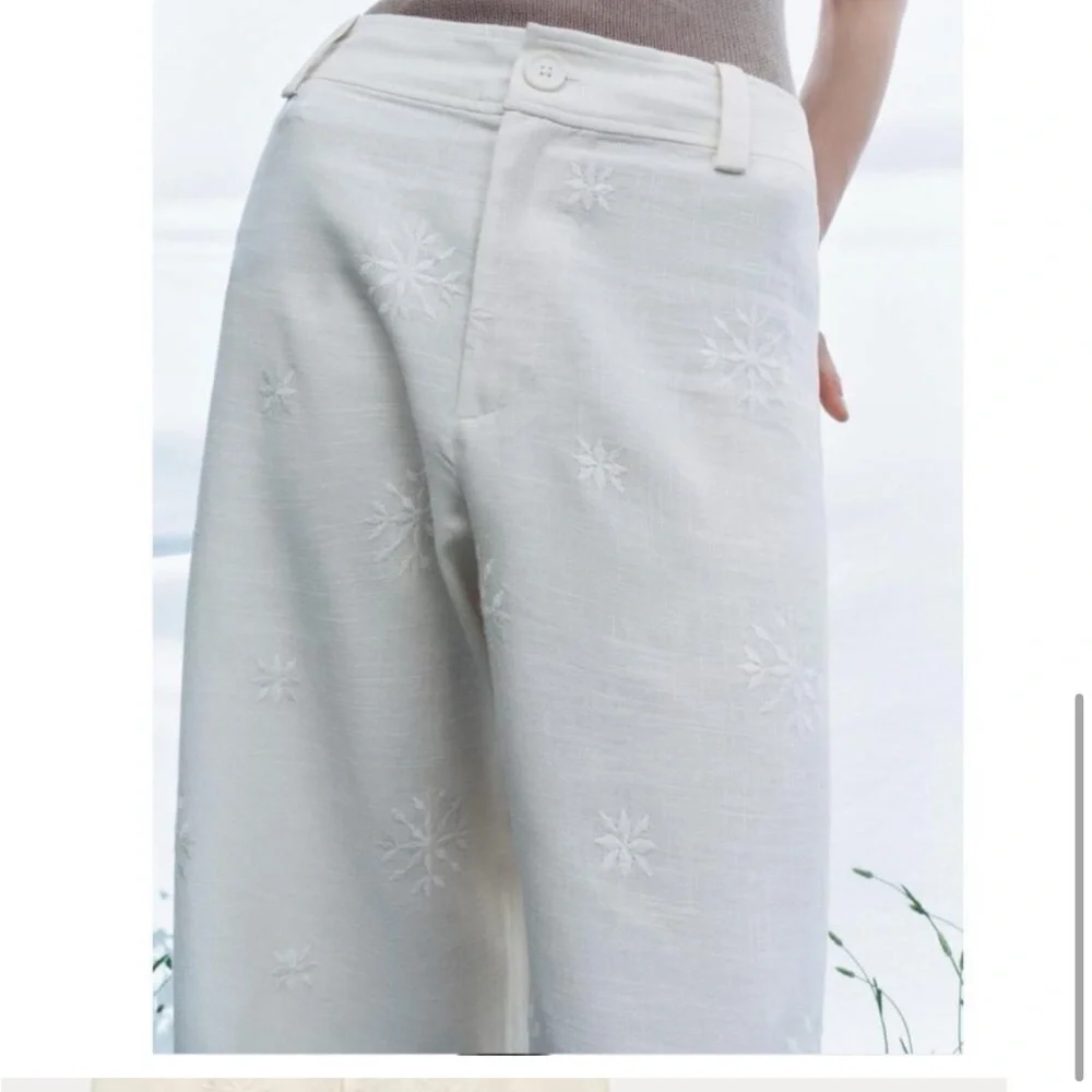 NEW ZARA EMBROIDERED SUMMER /VACATION PANTS SIZE S  🚨NO DISCOUNT
